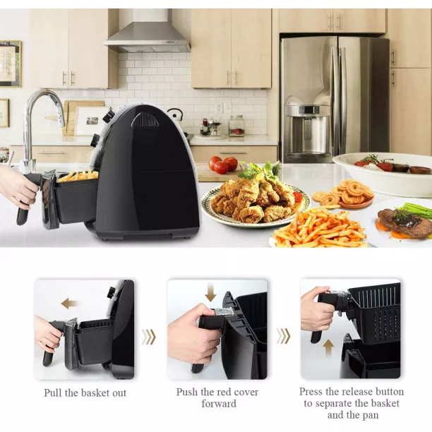 Secura Air Fryer 4.2Qt / 4.0L 1500-Watt Electric Hot XL Air Fryers Oven Oil  Free Nonstick Cooker w/Additional Accessories, Recipes for Frying,  Roasting, Grilling, Baking 