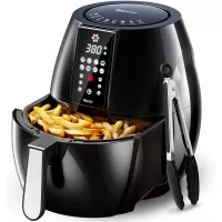 Sboly 8 Mode Air Fryer with LCD Digital Touch Screen, 6.3Qt Airfryer Includes One set of Cooking Tongs and Recipe Book, with a Water-based Non-stick Coating Grill Shelf and Frying Basket