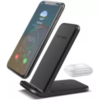 2 in 1 Wireless Charger,FDGAO 15W Fast Qi Wireless Charger Stand Compatible with iPhone 11/12/XR/XS/X/8/Airpods;Upright Wireless Charging Dock for Samsung Galaxy S20/S10/Note 20/Samsung Galaxy Buds