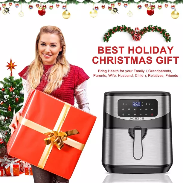 Acezoe 7L XXL Hot Air Fryer, 1800 W Stainless Steel Air Fryer with Digital  LED Touch Scree