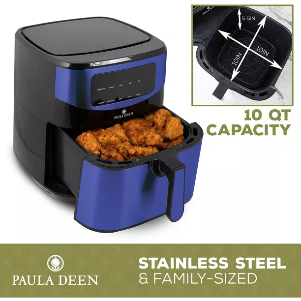 As Is Paula Deen 1700W 8.5 qt Ceramic Nonstick XXL Air Fryer w/ Cooking  Inserts 