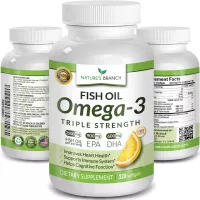 Best Triple Strength Omega 3 Fish Oil Pills 2500mg Burpless High Potency Lemon Flavor - 900mg EPA 600mg DHA Ultra Pure Liquid Softgels 120 Capsules for Brain Joints Eyes Hair Heart Health Supplement