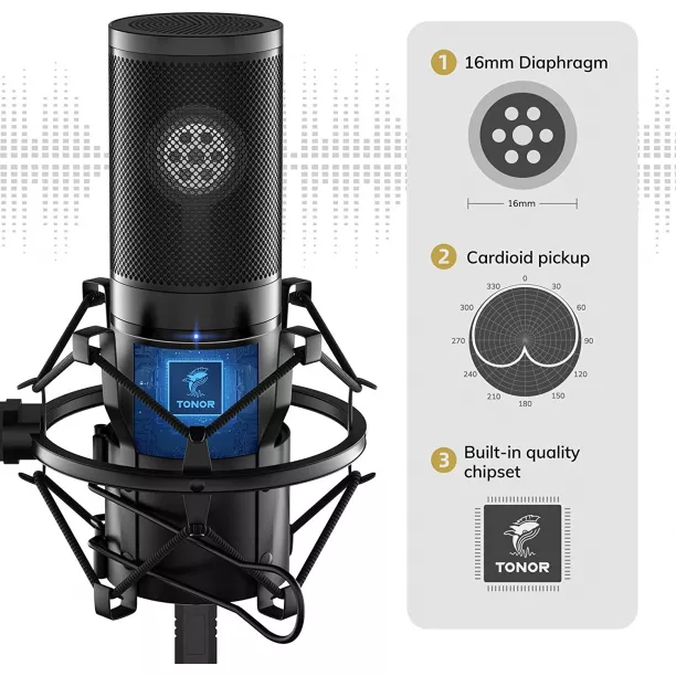 TONOR USB Microphone Kit Streaming Podcast PC Condenser Computer