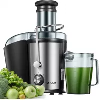 Juicer, Aicok Juice Extractor Easy to Clean, 800W Centrifugal Juicer Machine with 3''Wide Mouth for Whole Fruits & Vegetables, 2 Speed Control, Stainless Steel & Anti-drip, Non-slip feet, BPA Free