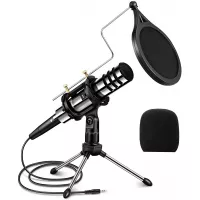 Recording Microphone, EIVOTOR 3.5mm Condenser Microphone Plug and Play, PC Microphone with Filter Suitable for Podcasting, Voice Recording, Skype, YouTube, Games, Laptop, Computer, Phone