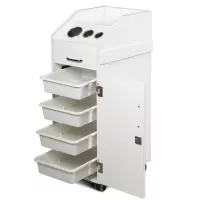 Giantex Salon SPA Rolling Beauty Trolley, Lockable 4 Drawer Storage Organizer, Hairdressing Tool Station, Mobile Makeup Covers, Hair Dryer Holder Trolley Styling Trolley (White)