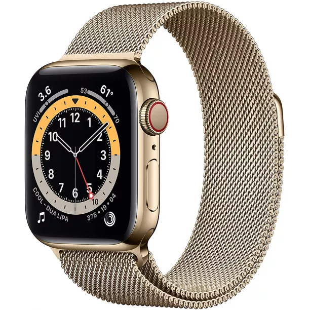 New Apple Watch Series 6 GPS Cellular 40mm Gold Stainless Steel Case with Gold Milanese Loop