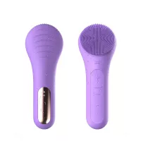 Facial Cleansing Brush, Silicon Face Scrub Brush, IPX7 Waterproof 2 Modes 5 Intensities Deep Clean Heating Massage Removing Blackhead Sonic Face Exfoliator Brush, Face Scrubber for Women Men (Purple)