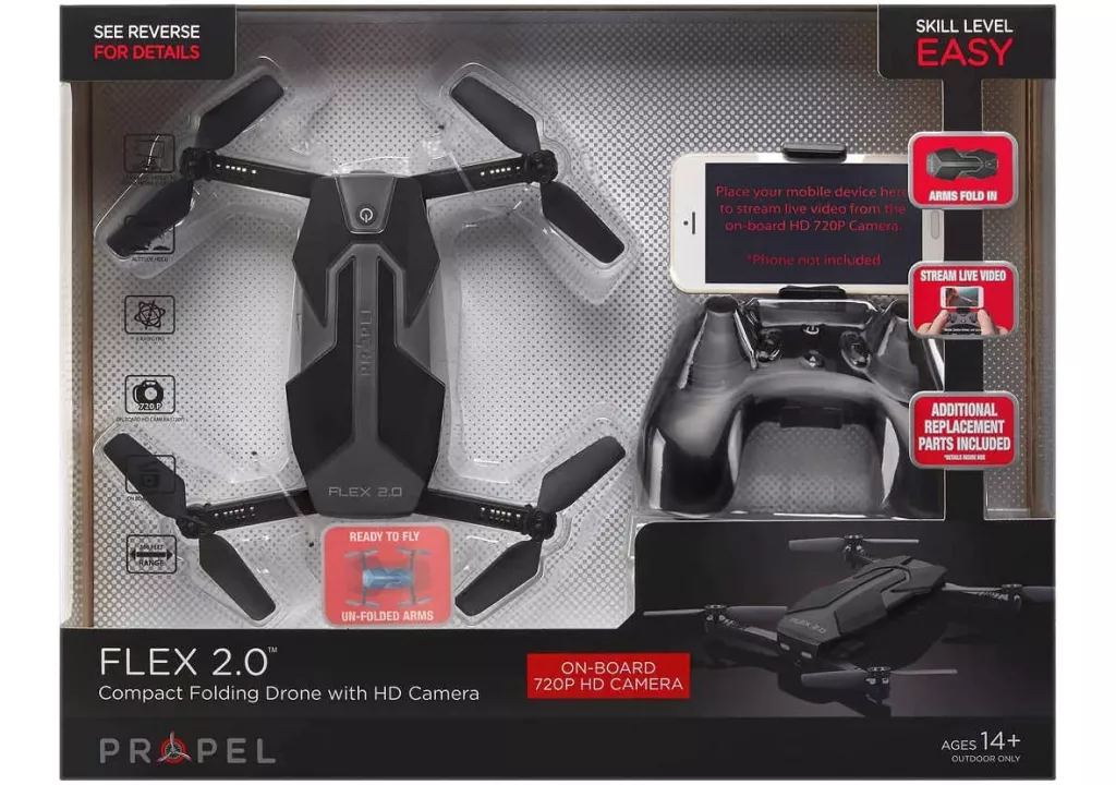 flex 2.0 compact folding drone with hd camera