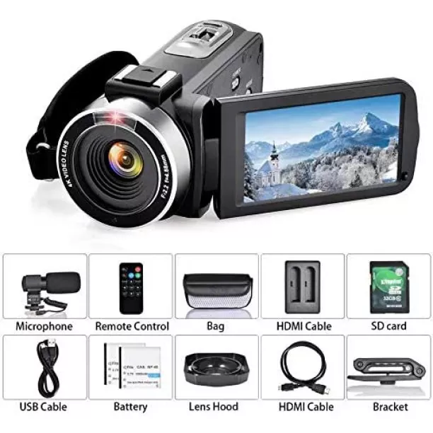 Video Camera Camcorder WiFi IR Night Vision FHD 1080P 30FPS   Vlogging Camera Recorder 26MP 3.0'' Touch Screen 16X Digital Zoom Camcorder  with Microphone,Remote and 2 Batteries 