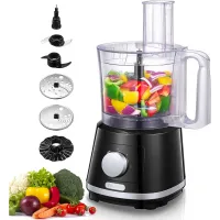 FOHERE Food Processor 8 Cup Food Chopper With Five Stainless Steel & BPA Free Accessories - Chopping, Slicing, Shredding and Whisking, 2 Speeds and Pulse Function, Black