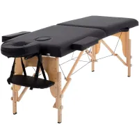 BestMassage Massage Table Portable Massage Bed Lash Bed 2 Fold SPA Table 24inch Wide Adjustable Salon Bed with Non-Woven Bag for Spa Footmassage Facial CareSpa Tattoo,Black