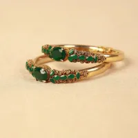 Buy Emerald and Champagne Stones Gold Plated Handmade Bangles 