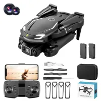 V88 Dual Camera Drone Altitude Hold Headless Mode Foldable RC Quadcopter, Dual Batteries - Black