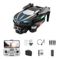 M2 Optical Flow Positioning Folding RC Drone Three Camera Brushless Motor Quadcopter with 1 Battery - Black