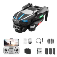 M2 Optical Flow Positioning Folding RC Drone with Three Camera Brushless Motor Quadcopter with 3 Batteries - Black