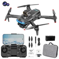 P15 HD FPV Drone Obstacle Avoidance RC Quadcopter (Optical Flow Positioning + GPS Automatic Return + ESC 4 Lens + Brushless Motor + 1 Battery) - Black