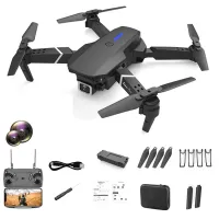 XKJ E88pro 4-Axis Drone 4K Dual Cameras Flow Positioning Foldable RC Quadcopters with 1 Battery - Black