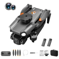 S119 Dual Camera Brushless Motor Aircraft Optical Flow Positioning Folding RC Drone with 2 Batteries - Dark Grey