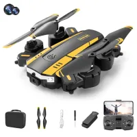 T6 Three-sided Obstacle RC Quadcopter Foldable Dual Lens Mini Aircraft Drone with 1 Battery - Yellow