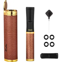 Reusable Cigarette Filter Tips Made of Food Grade Materials Supports Sizes coarse Medium fine Featuring a Leather Style Design, Cigarette Filter Holder Come with a Storage Tube for Convenience